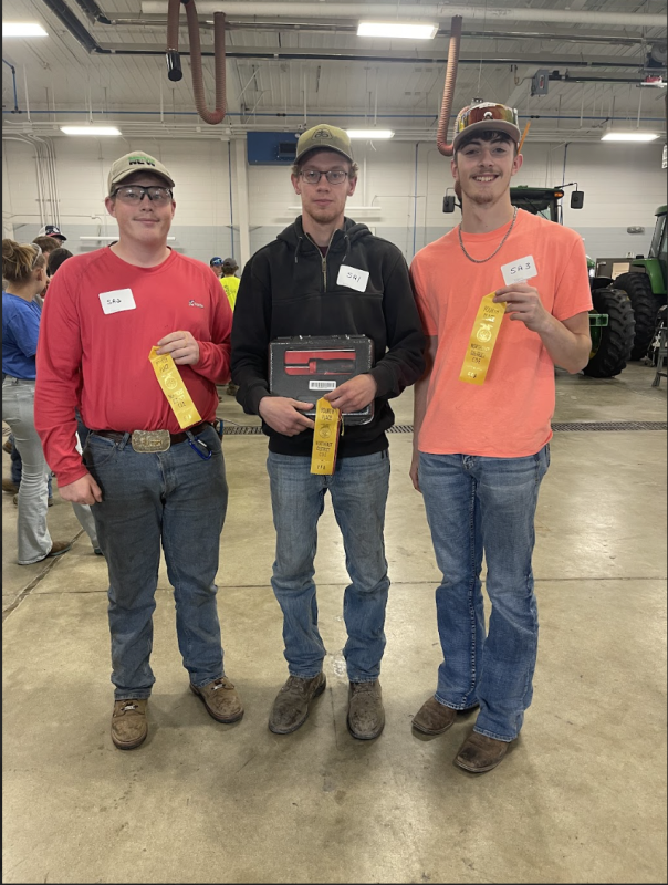 Christopher Fleming, Andrew Brummer, and Dallas Fairbanks received 4th Place Team at District Ag Mechanics.