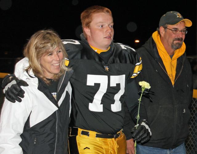 Senior Viking Colton Draker and his parents joined the Senior Night tradition.