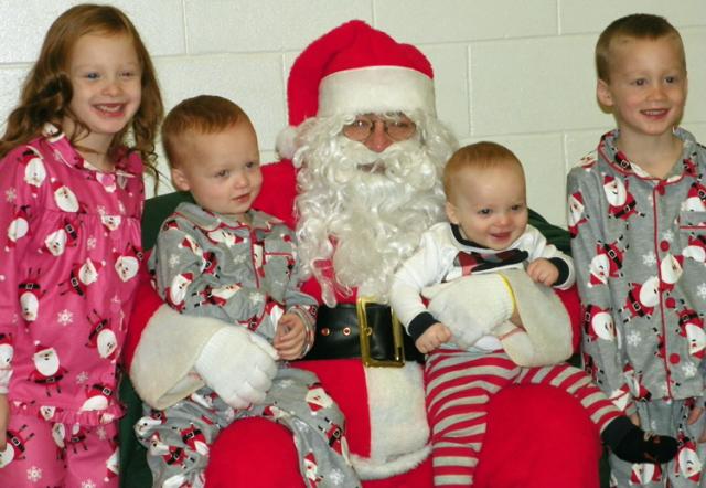 The Johnson children with Santa.