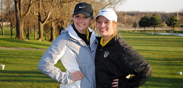 Rachel & Lauren Tandy: Sisters led VS at S. Tama golf dual.