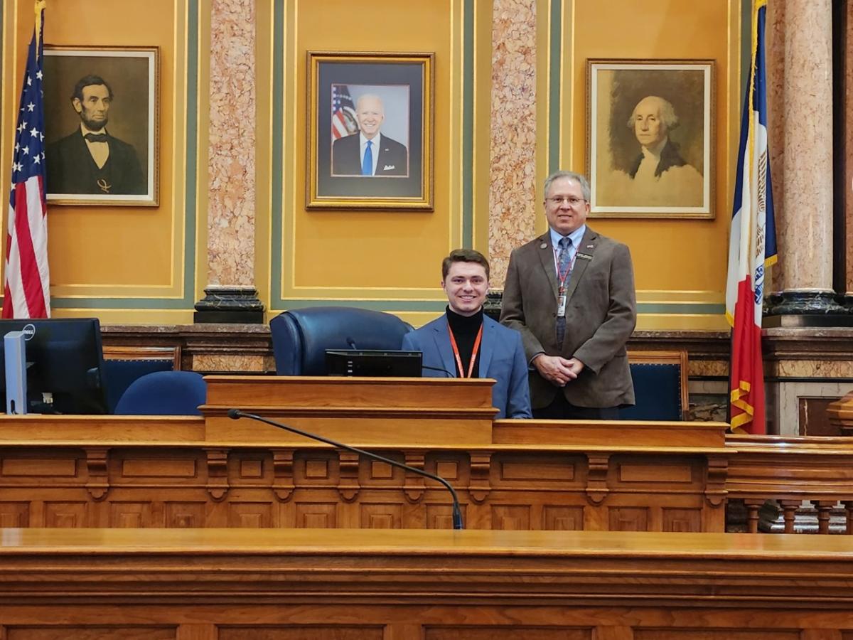 Carl Gerhold IV visits the Capitol to promote House File 151