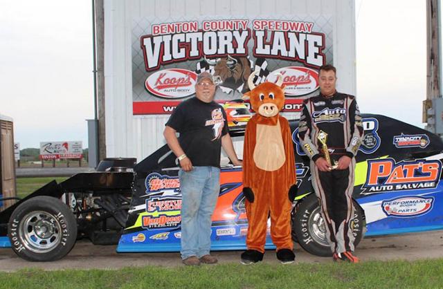 Troy Cordes 3rd driver 1st IMCA Modified in Benton County Speedway history to earn 60 wins.(Wittke)
