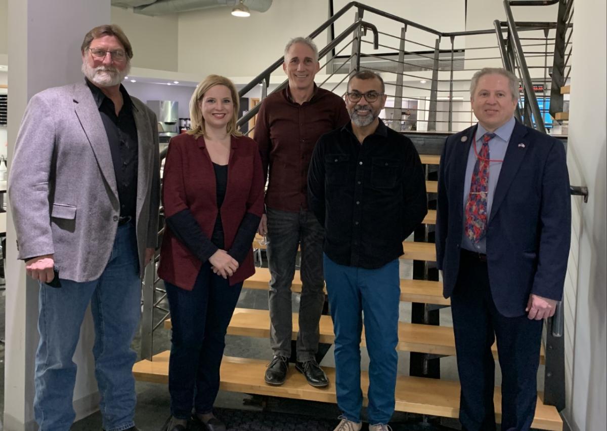 U.S. Representative Ashley Hinson given a very informative tour of Frontier Co-op in Norway on Feb. 15th. From left: Norway Mayor Bruce Volz, Rep. Hinson, CEO Tony Bedard, Senior VP Ravin Donald, PH.D., and Rep. Gerhold.