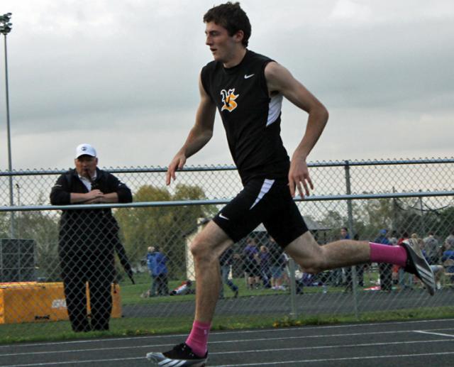 Nolan Sagan led VS at the District meet winning the 400 and 800 to advance to State in both events..