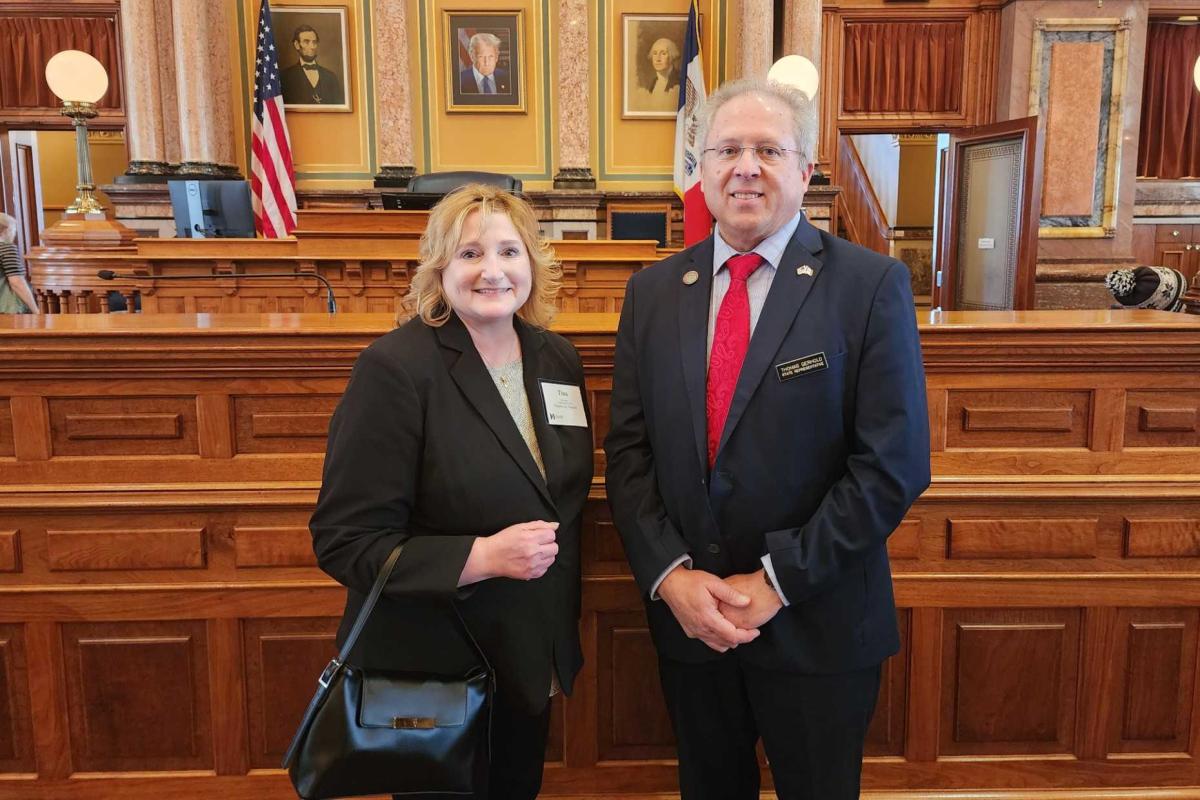 Virginia Gay Hospital CEO/CNO Tina Eden visits the Capitol on March 11th advocating for Iowa Hospitals and Nurses.