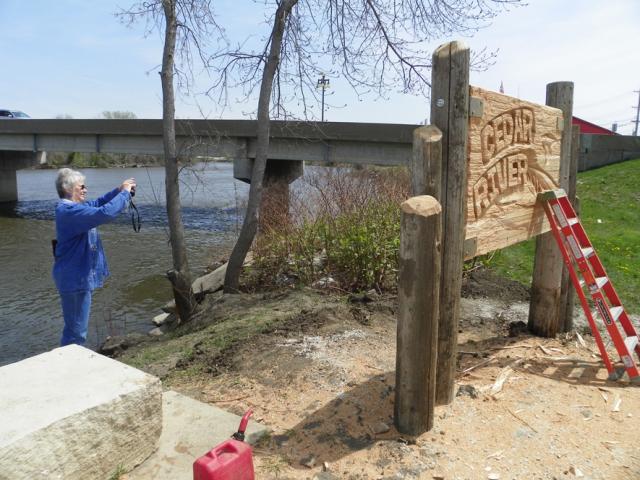 Tourists from central Iowa visited Vinton on Tuesday; their stops included Celebration Park.