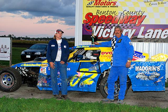 Dave Schulze made his first career trip to Victory Lane Sunday, in Vinton.