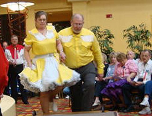 Style Show: Margaret and Troy Krug in their squaredancing outfits.