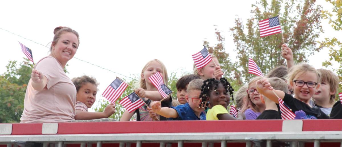 V-S Elementary students enjoy the traditional fire truck ride wrapping up Fire Prevention Week.