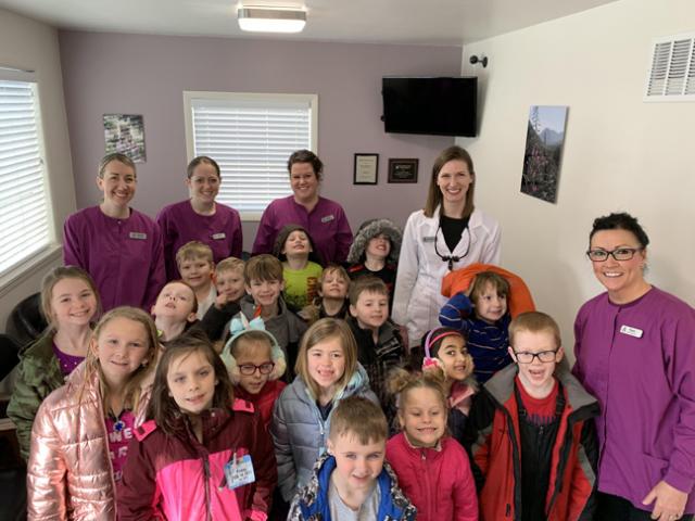 Area First Graders make a visit to the dentist on Wednesday to learn about dental health