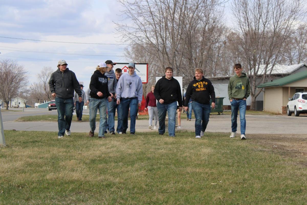 A group of FFA members walking to Tootsies to “fuel up”.