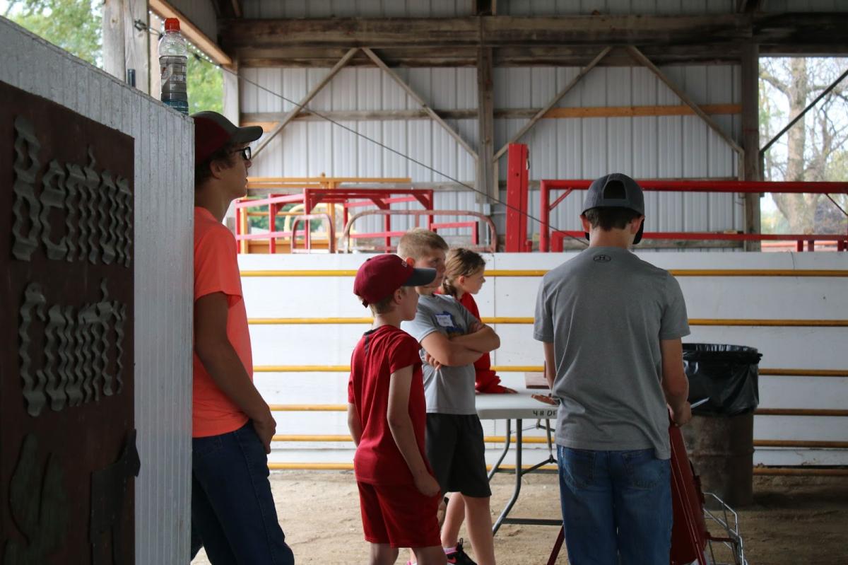 Austin Noe and Cole Birker helped demonstrate how to stay safe around farm equipment.