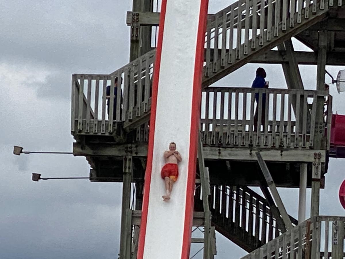 Ben McGowan conquering the drop slide.