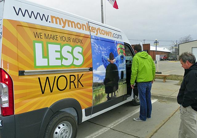 Monkeytown's new van, with a Tharp Design graphic, will soon be seen throughout the U.S.