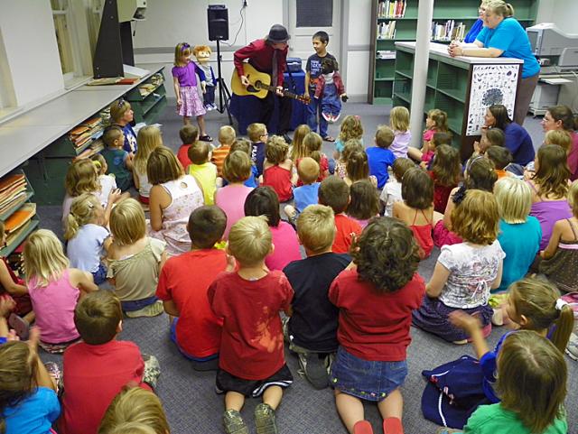 Ventriloquist Kyle Frank taught children about the art of talking for puppets Monday.