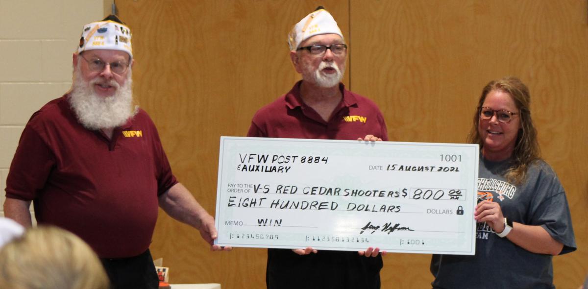 VFW Post 8884 presented a check to support the V-S Trapshooting Team