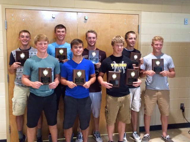 Viking players received a variety of team awards at the baseball wrap-up Sunday.