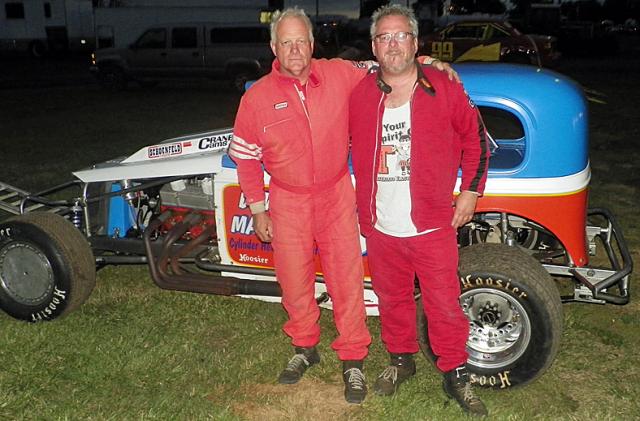 Rod Foster and Wayde Russel brought their coupes to Vinton for Nostalgia Car racing Thursday.