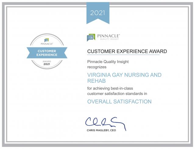 Virginia Gay Nursing and Rehab recognized as the top providers of service