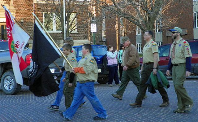 Boys Scouts from Pack 47 joined veterans during the parade Wednesday evening.