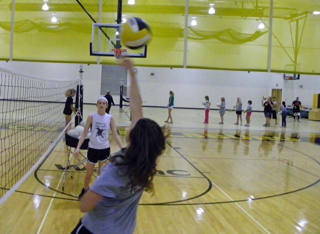 Many young players learned the fundamentals during Volleyball Camp.