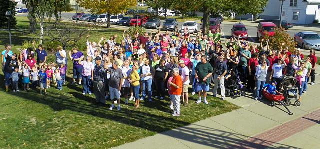 Scores of Vinton residents walked at noon on Friday as part of a statewide effort.