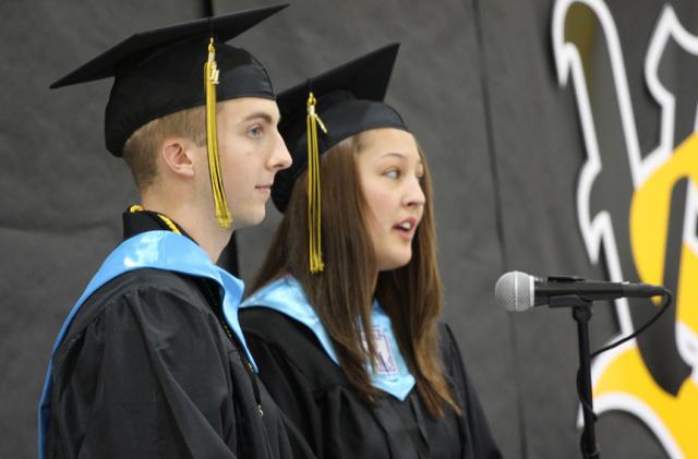 Wes Lyons and Meghan Owens told their fellow graduates to 'go live your dream.'